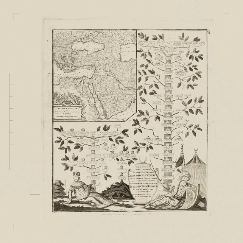 Neu inventiert genealogischer Stamm-Baum der Griechisch Kayser. The Met, CC0, treated as a collage plate.